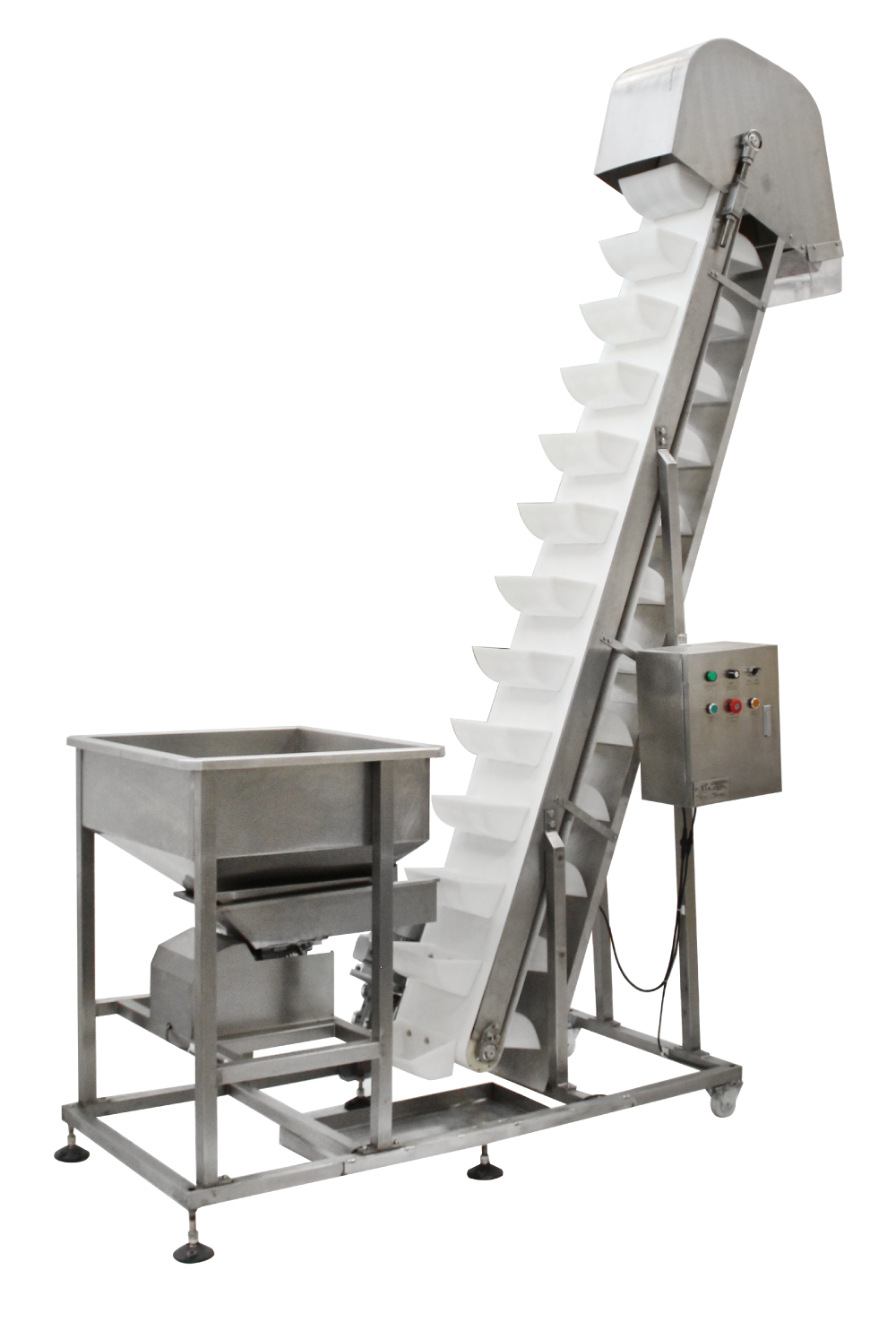 Elevador de Cangilones con dosificador Mod ELCN D 250 2 Elevador de cangilones para materiales granulados o en polvo